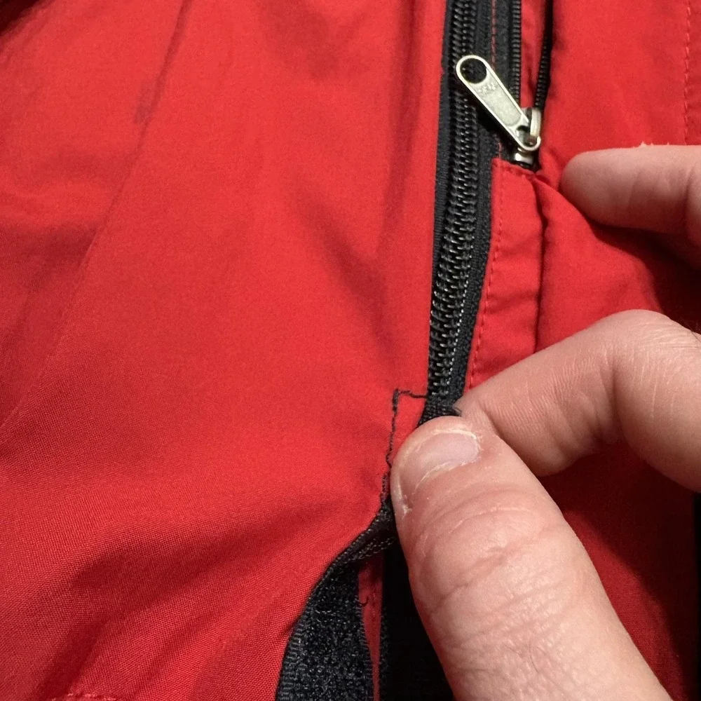 Vtg 90s The North Face Jacket Medium Red Black Hooded Ski Snow Parka Nylon Shell